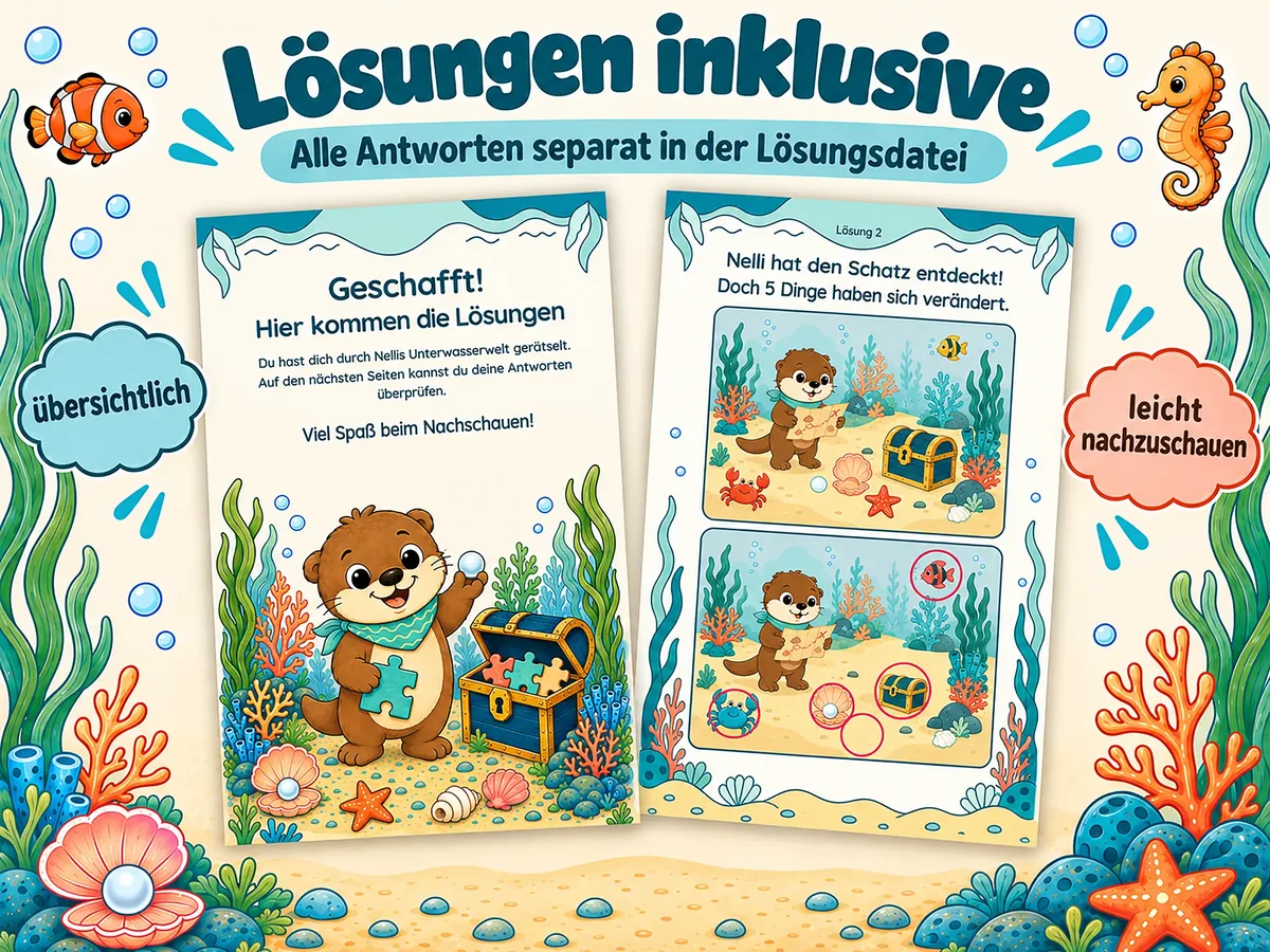 Lösungen inklusive: Titelseite der Lösungsdatei und eine Beispiellösung